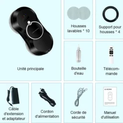 Sale LIECTROUX Fönsterputsrobot HCR-10 - 2800 Pa - 30ml tank - Automatisk rengöring - Intelligent självgående fönsterputsrobot Svart