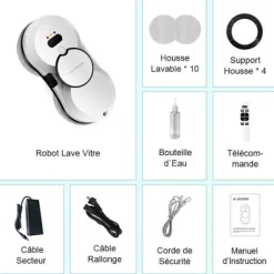 Online LIECTROUX Robot Fönsterputsare HCR-10 - 2800 Pa - 30ml Behållare - Automatisk rengöring - Självständig intelligent fönsterputsrobot Vit