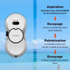Outlet LIECTROUX Robot Fönsterputsare HCR-10 Vit - 2800 Pa - 30ml Behållare - Automatisk rengöring - Självständig intelligent fönsterputsningsrobot-FF-