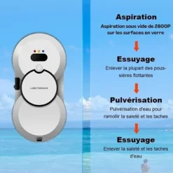 Online LIECTROUX Robotfönsterputsare HCR-10 Vit - 2800 Pa - 30ml Behållare - Automatisk Rengöring - Oberoende Intelligent Fönsterputsningsrobot