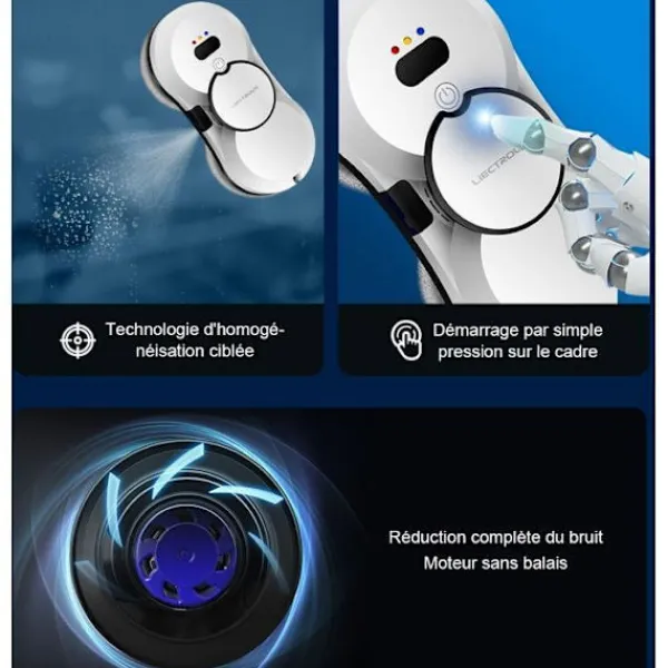 Online LIECTROUX Robotfönsterputsare HCR-10 Vit - 2800 Pa - 30ml Behållare - Automatisk Rengöring - Oberoende Intelligent Fönsterputsningsrobot