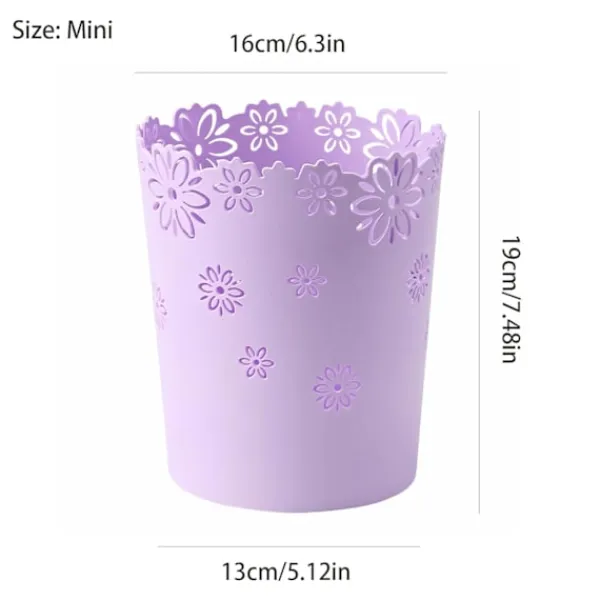 New (Lila, Mini) Mini Papperskorg 4 Liter Liten Lila Soptunna Kontor Plast Soptunna för Badrum, Sminkbord, Skrivbord, Kontor eller Barnrum