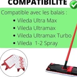 PHONILLICO Lingett för Vileda Ultramax / Ultramax Turbo / Ultra Max / 1-2 Spray [Lot 8] Tvättbar och återanvändbar mopp