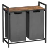 Online SONGMICS Liten badrumshylla med två tvättkorgar - 92 liter - Grå / Brun