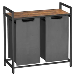 Online SONGMICS Liten badrumshylla med två tvättkorgar - 92 liter - Grå / Brun