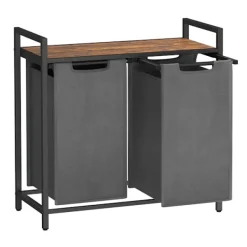 Online SONGMICS Liten badrumshylla med två tvättkorgar - 92 liter - Grå / Brun