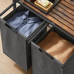 Online SONGMICS Liten badrumshylla med två tvättkorgar - 92 liter - Grå / Brun