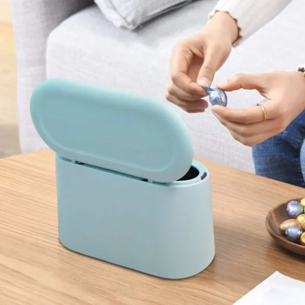 New Liten (blå) bordssoppa med tryckknappslokk för kontor