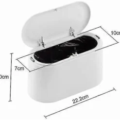 Clearance Liten Bordsavfallsbehållare Med Tryckknappslock För Kontor, Badrum, Kök Och Sovrum, Djurfoderförråd, Vit