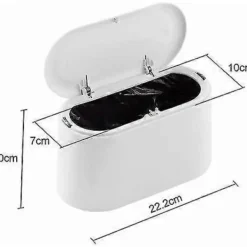 Outlet Liten Bordsavfallsbehållare Med Tryckknappslock För Kontor, Badrum, Kök Och Sovrum, Djurfoderförråd, Vit