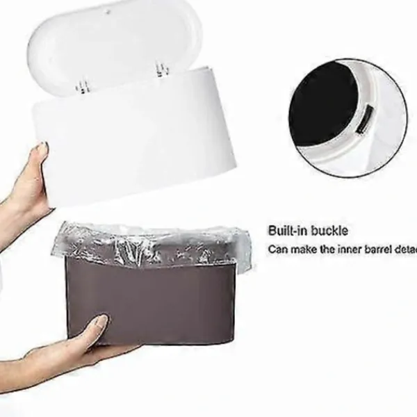 Outlet Liten Bordsavfallsbehållare Med Tryckknappslock För Kontor, Badrum, Kök Och Sovrum, Djurfoderförråd, Vit