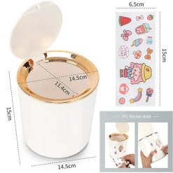 Clearance Liten Bordssopbehållare med Lock, 2.6L Mini Plast Sopbehållare för B