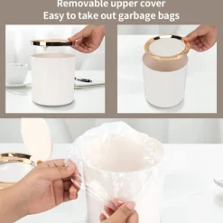 Clearance Liten Bordssopbehållare med Lock, 2.6L Mini Plast Sopbehållare för B