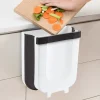 Liten Hängande Köksavfallskorg, Hopfällbar Mini Soptunna för Skåp/Bil/Sovrum/Badrum, Plast, Vit, 9 Liter