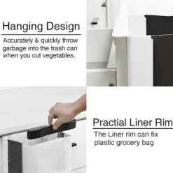 Liten Hängande Köksavfallskorg, Hopfällbar Mini Soptunna för Skåp/Bil/Sovrum/Badrum, Plast, Vit, 9 Liter