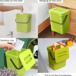 Outlet Liten komposthink för kök - 3,5 liter/5 liter köksavfallshink, bänkhink med lock för kökskompost - köksavfallshink för inomhusbruk_ryy