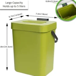 Outlet Liten komposthink för kök - 3,5 liter/5 liter köksavfallshink, bänkhink med lock för kökskompost - köksavfallshink för inomhusbruk_ryy