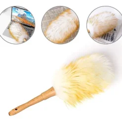 Sale Liten Mjuk Ull Dammvippa, Mikrofiber med Trähandtag, Antistatisk Dammvippa Lämplig För Hem Bil Kontor Möbler Dammtorkning
