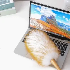 Sale Liten Mjuk Ull Dammvippa, Mikrofiber med Trähandtag, Antistatisk Dammvippa Lämplig För Hem Bil Kontor Möbler Dammtorkning