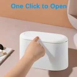 Online Liten papperskorg med lock för bordsskiva, minikorg för kök, kontor, badrum, toalett, sovrum, vit plastbehållare, liten skrivbordspapperskorg, soptunna, avfallskorg, 2L (vit) | Fyndiq