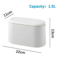 Online Liten papperskorg med lock för bordsskiva, minikorg för kök, kontor, badrum, toalett, sovrum, vit plastbehållare, liten skrivbordspapperskorg, soptunna, avfallskorg, 2L (vit) | Fyndiq