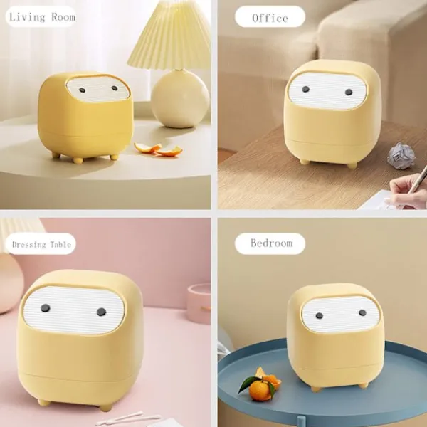 New Liten papperskorg, söt ninja-kontorspapperskorg med lock, sovrum T