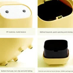 New Liten papperskorg, söt ninja-kontorspapperskorg med lock, sovrum T