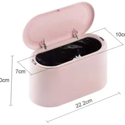 Discount Liten (Rosa) Bordskorg med Tryckknappslock för Kontor, Badrum, Kök och Sovrum, Förvaring av Djurfoder