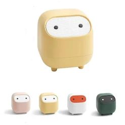 Online Liten Skrivbords Papperskorg med Lock för Skrivbord Söta Mini Soptunnor Grön Trycklock Avfallskorg