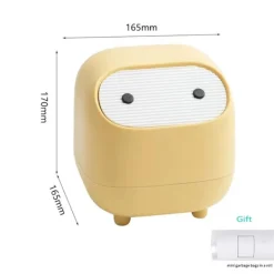 Online Liten Skrivbords Papperskorg med Lock för Skrivbord Söta Mini Soptunnor Grön Trycklock Avfallskorg