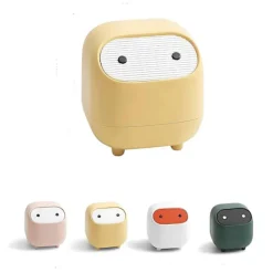 Hot Liten Skrivbords Papperskorg med Lock för Skrivbord Söta Mini Soptunnor Grön Trycklock Avfallskorg