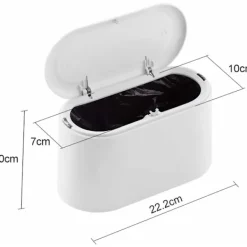 Outlet Liten skrivbords papperskorg med lock för kontor badrum kök sovrum husdjursmat förvaring vit