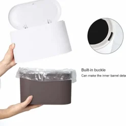 Outlet Liten skrivbords papperskorg med lock för kontor badrum kök sovrum husdjursmat förvaring vit