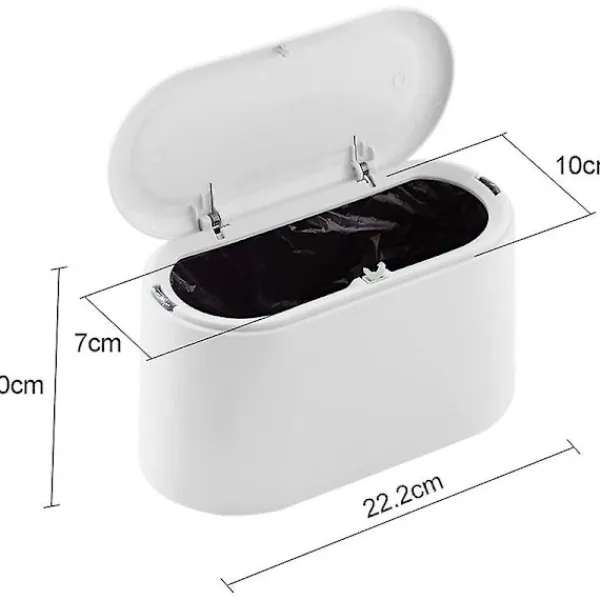 Sale Liten skrivbordspapperskorg med knapplock för kontor, badrum, kök och sovrum