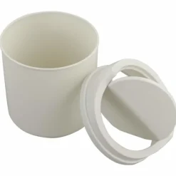 Discount Liten soptunna i plast, mini-papperskorg för skrivbord med svänglock, vit