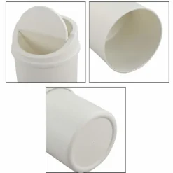 Discount Liten soptunna i plast, mini-papperskorg för skrivbord med svänglock, vit