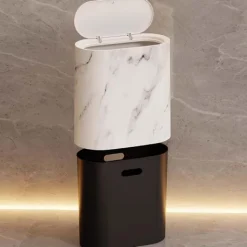 Clearance Liten soptunna med lock | Soptunna med lock lämplig för sovsal, sovrum, toalett, tvättstuga inomhus