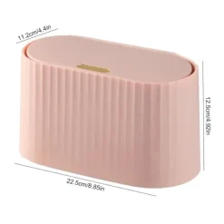 Hot Liten soptunna med lock för skrivbord, 2L Mini Bordsavfallsbehållare med trycklock, Bärbar Bordsavfallsbehållare Tepåse för vardagsrum (ROSA)