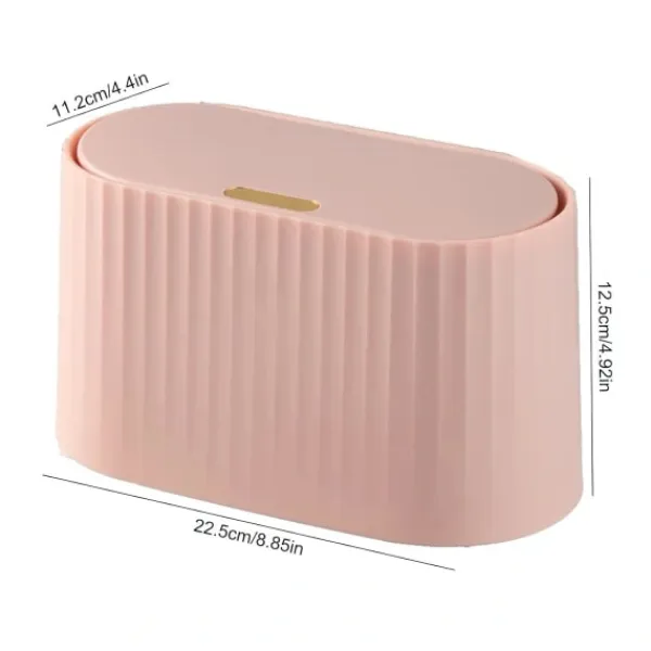 Hot Liten soptunna med lock för skrivbord, 2L Mini Bordsavfallsbehållare med trycklock, Bärbar Bordsavfallsbehållare Tepåse för vardagsrum (ROSA)