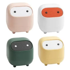 Liten soptunna, ninja-design med lock, skrivbordssoptunna, avfallsbehållare för hem, sovrum, kök, bil, kontor, avfallsbehållare[qb]