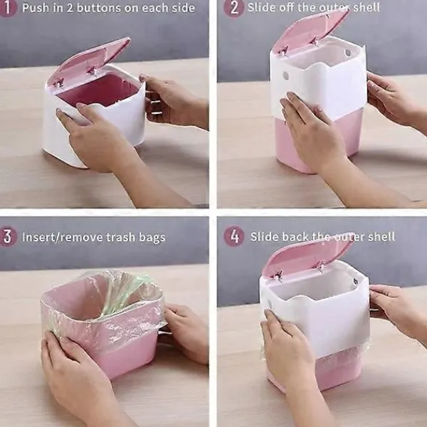 Online Liten soptunna, portabel mini soptunna, snäpplock