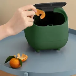 Sale HAPPYSHOP Liten soptunna, söt ninja skrivbordssoptunna med lock, soptunna för hem, kontor (grön soptunna)