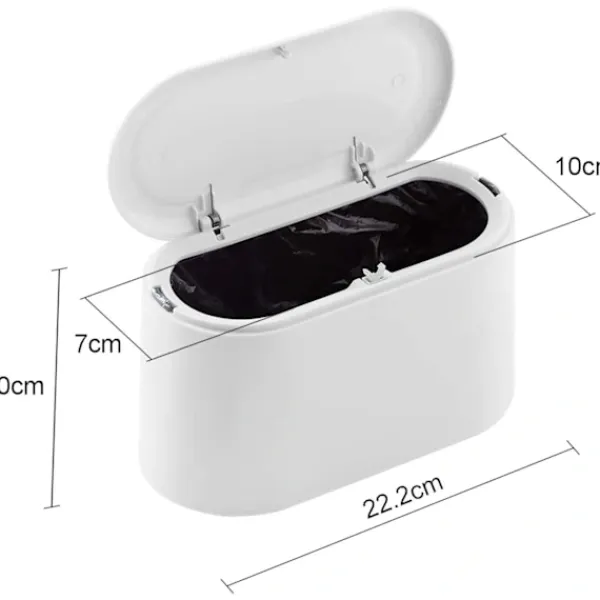 Discount Liten (Vit) Bordsavfallsbehållare med Tryckknappslock för Kontor, A