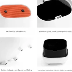 Online Liten (Vit) Ninja Tryck Soptunna med Lock för Kontor, Sovrum