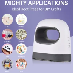 Clearance Liten värmeöverföringsmaskin 3 växlar Temperatur Bärbar Miniatyr Värmeöverföringsjärnpress för Kläder Hattar Väskor 250W