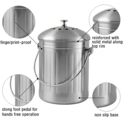 New Luktfri komposthink i rostfritt stål för kök - Kökskompost - FA-