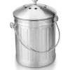 Luktfri Komposthink i Rostfritt Stål för Köket - Kompostbehållare för Köket - Inkluderar Ersättningskolfilter (Blankt Rostfritt Stål, 5 Liter).