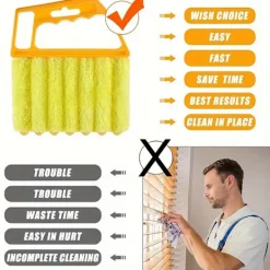 New Lyxiga PE Mikrofiber Tvättbara Fönsterrengöringsborstar, Smuts-/Dammtagare, Gardinrengörare, Ludd-fri Design Gul