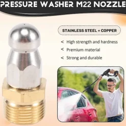 M22 F14 Munstycke Högtrycks Spolmunstycke Avloppsrensare Silver