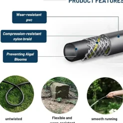 Online 15M Högtrycks Avloppsrengöringsslang 180bar Flexibel Avloppsrengöringsslang Högtrycksslang med Jetmunstycke och Roterande Munstycke, Adaptrar för K